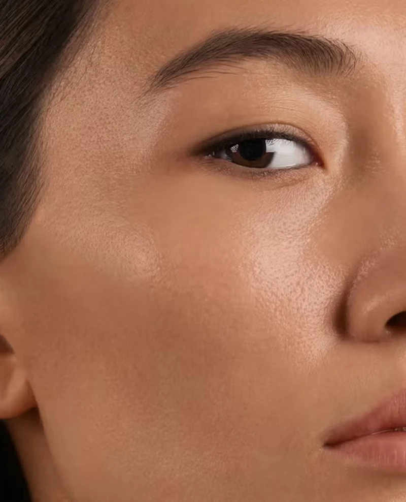 Close-up of hydrated, even-toned skin after a skin booster treatment at Aeconic Aesthetic Clinic in Berawa, Canggu, Bali
